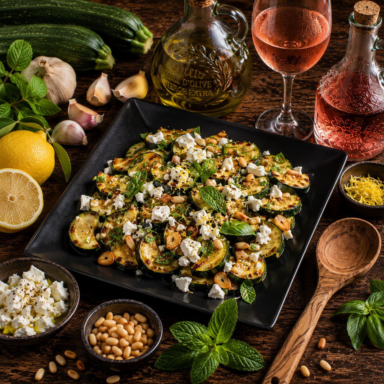 Courgettes poêlées à la feta, au citron et à la menthe