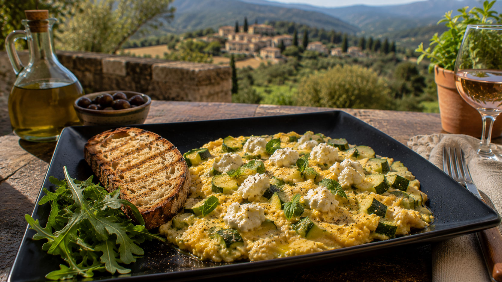 Omelette aux courgettes et à la brousse