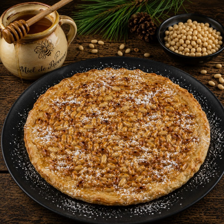 Tarte au miel et aux pignons